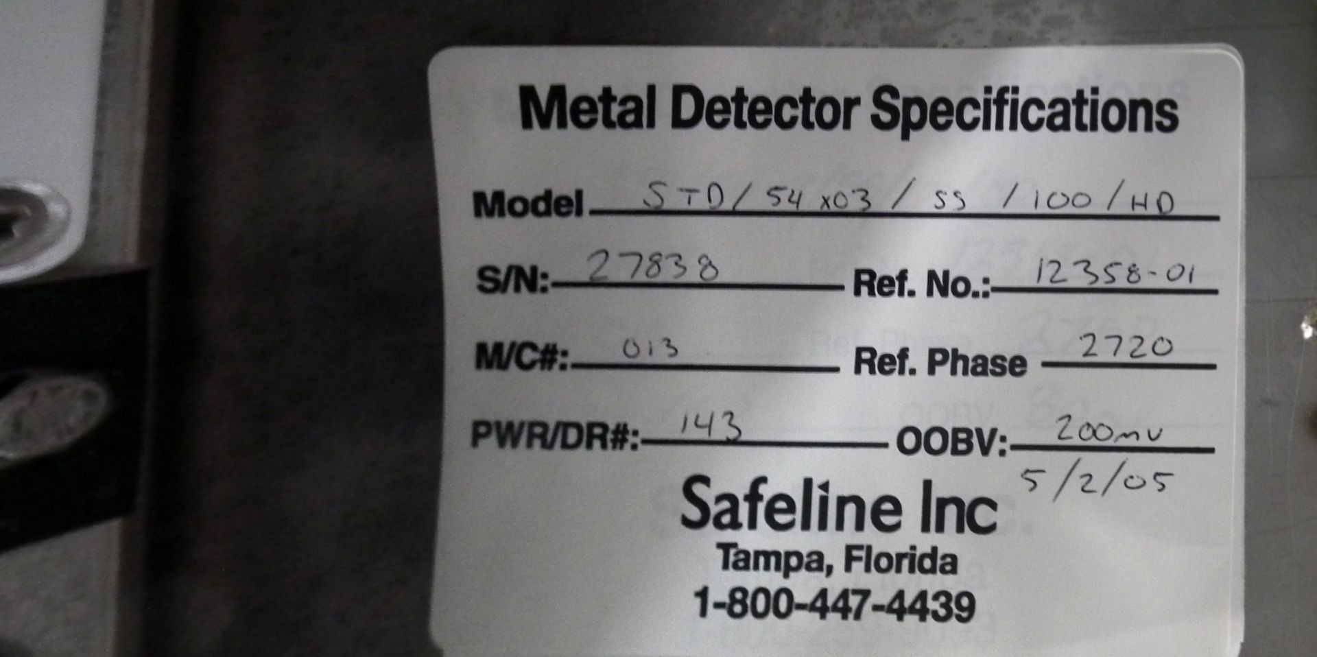 Safeline Metal Detector STD Head 2.5" H x 52.5" W B4637 - Image 8 of 8