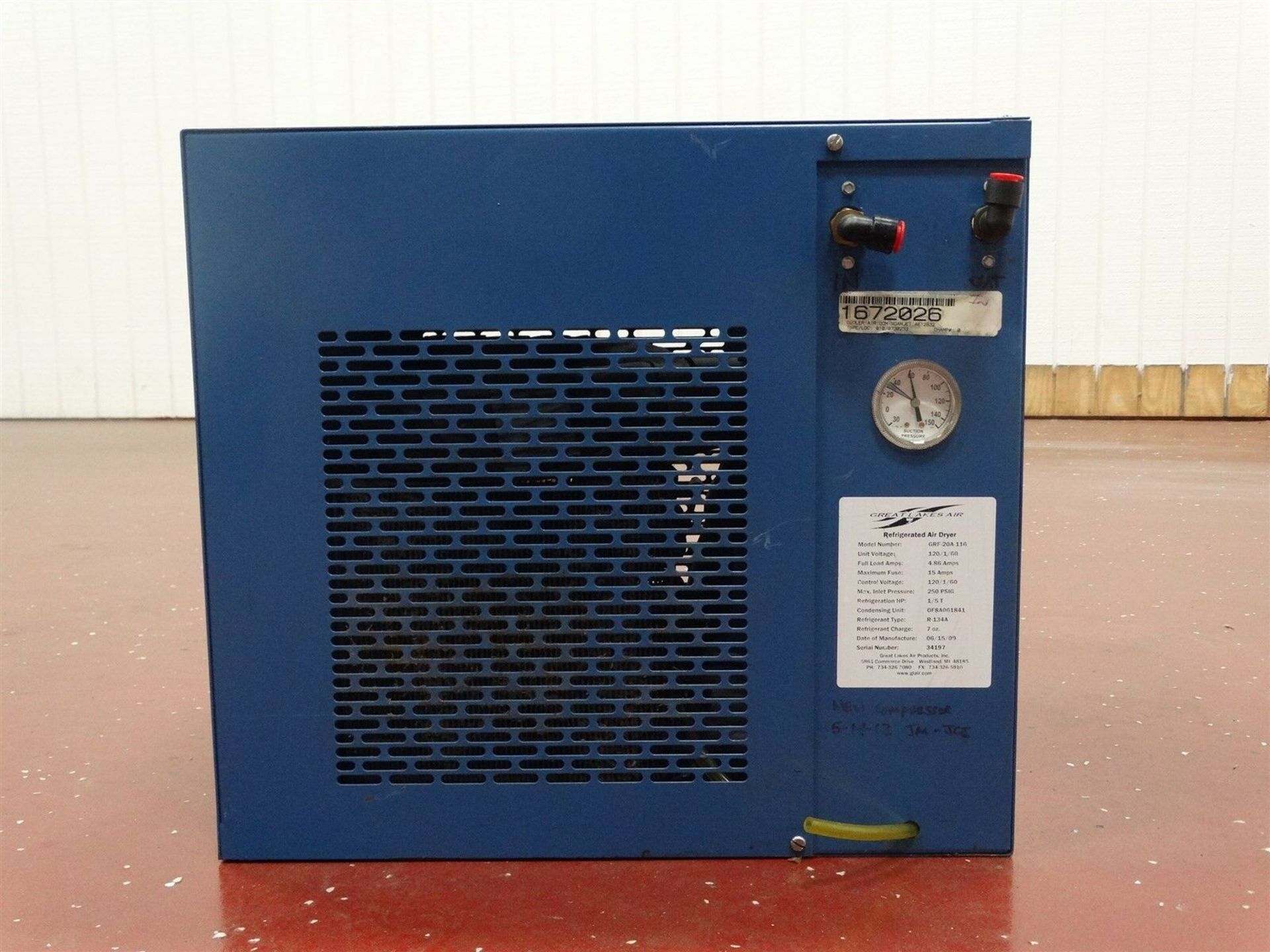 Great Lakes Air Refrigerated Air Dryer GRF-20A-116 Voltage:120/1/60 FLA.4.86A 13309 - Image 2 of 11