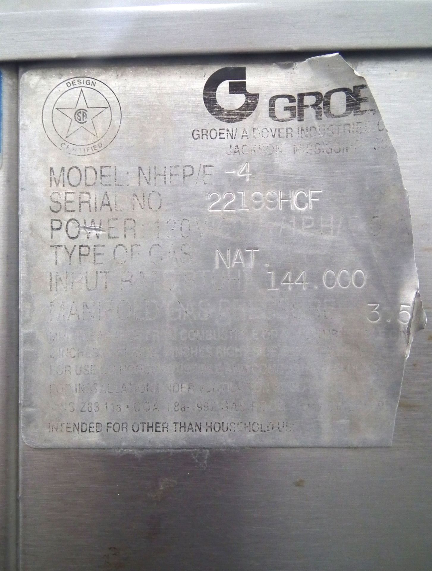 Groen NHFP E-4 Natural Gas Fryer B2312 - Image 8 of 8