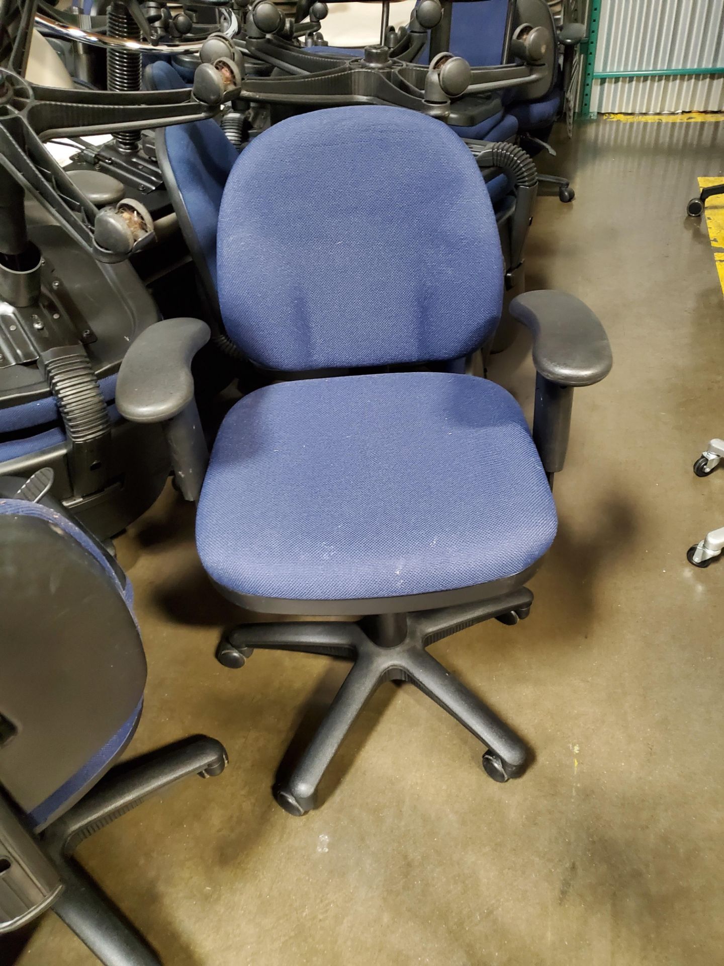 Blue Fabric Swivel Adjustable Arm Chair