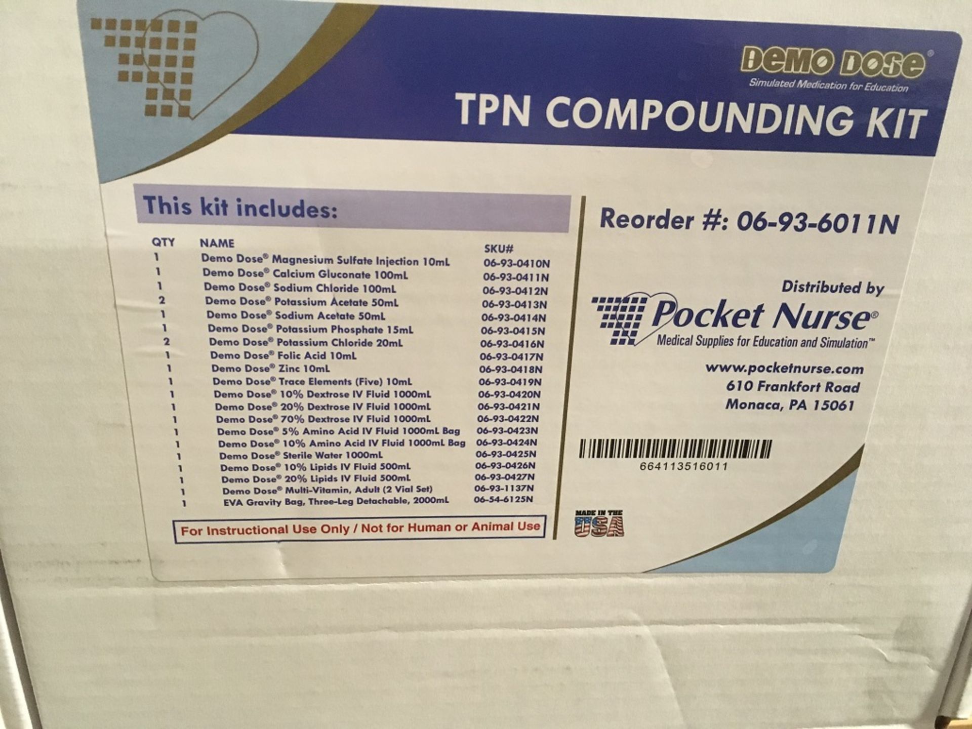 Pocket Nurse TPN Demo Dose Simulated Medical Compounding Kit