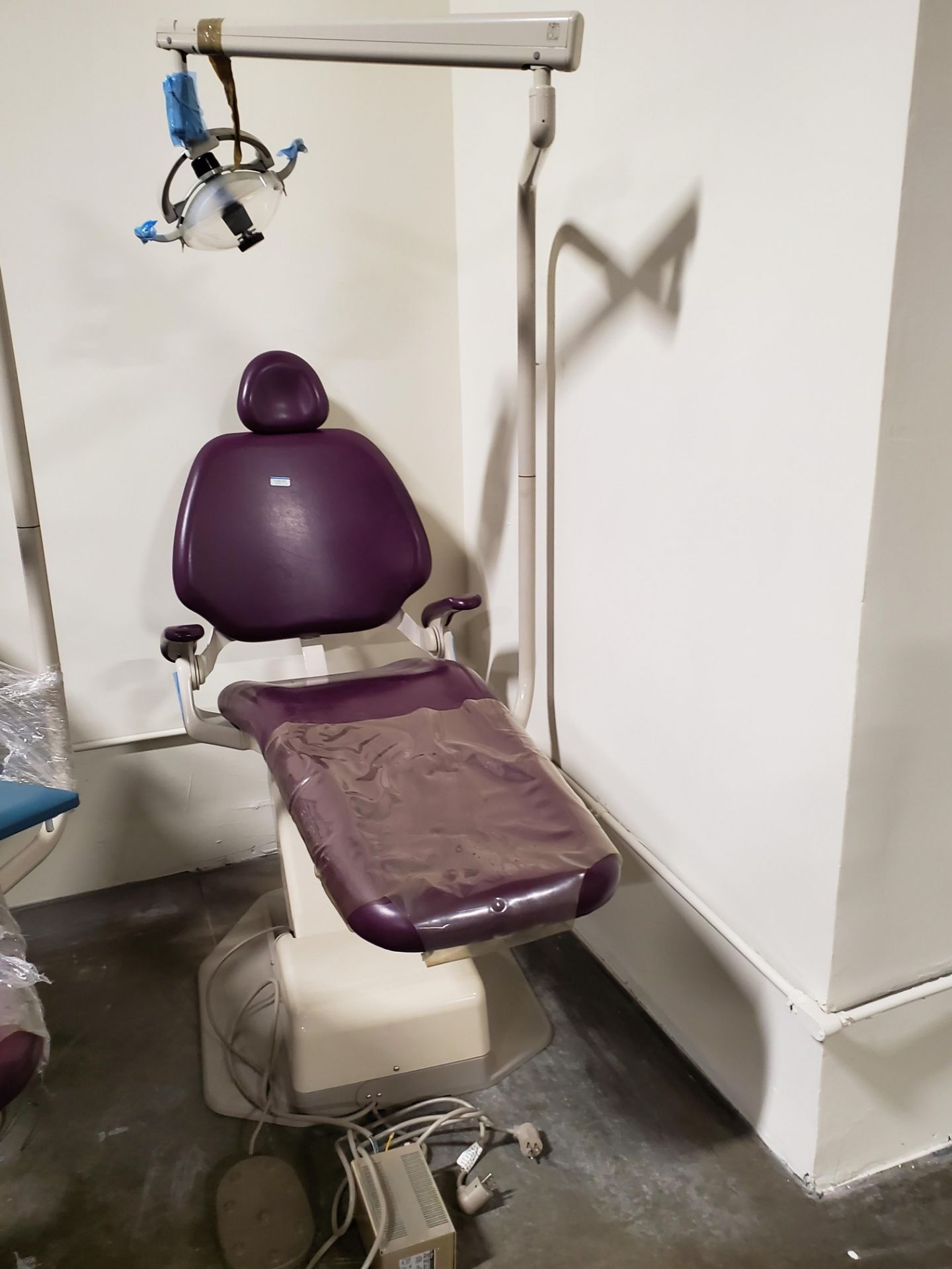 Adec Purple Vinyl Dental Chair W/Overhead Light