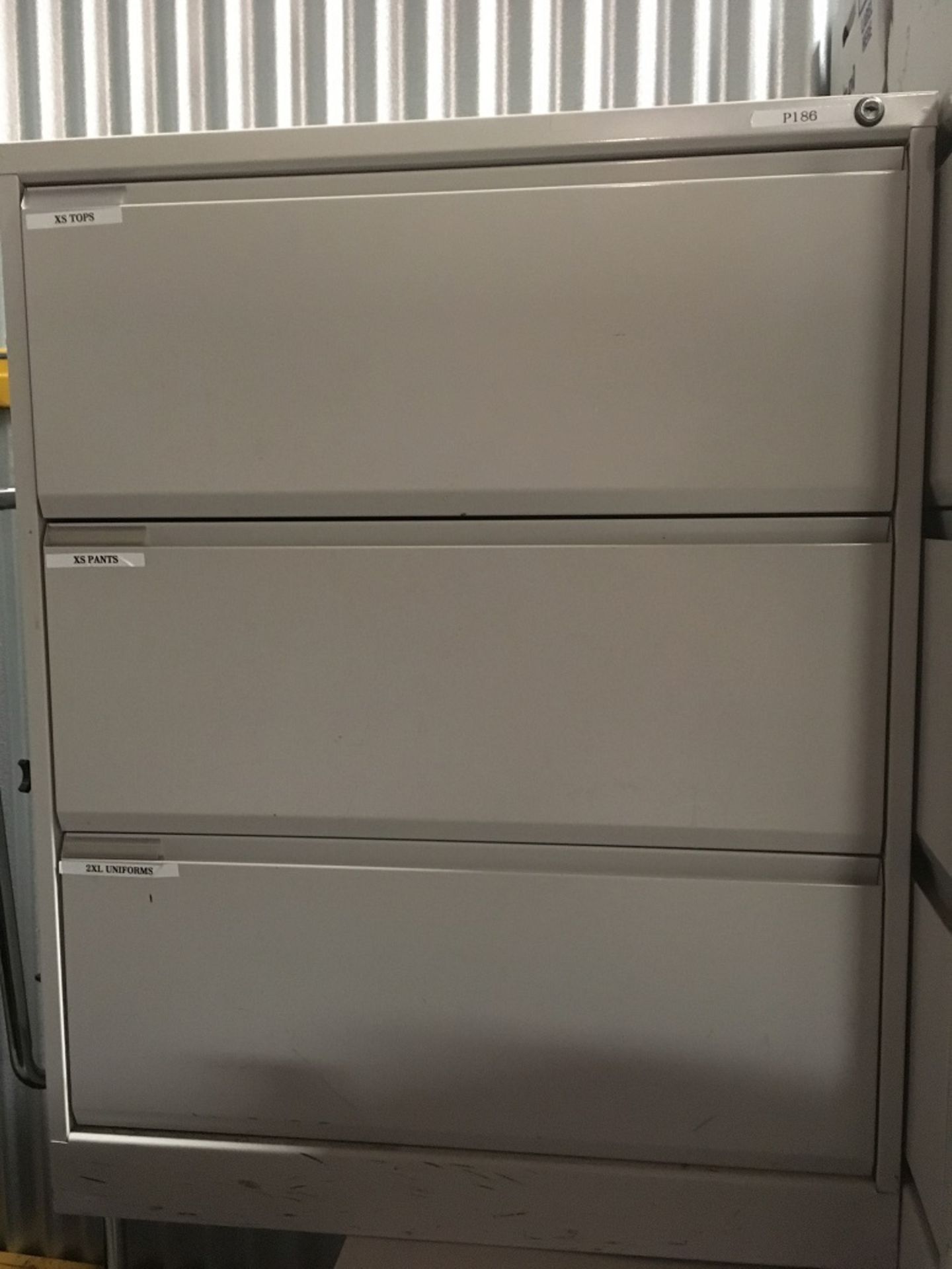 Beige 3 Drawer Lateral Filing Cabinet