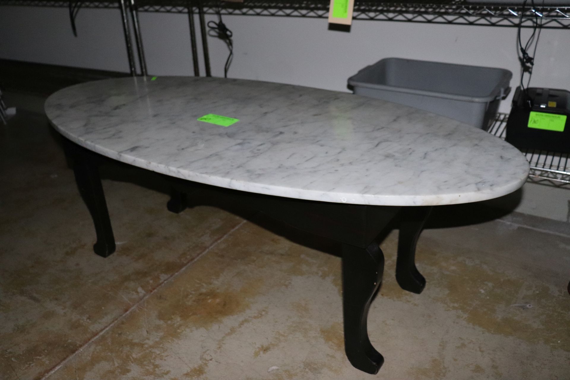 Marble top coffee table 54" long and 18" tall