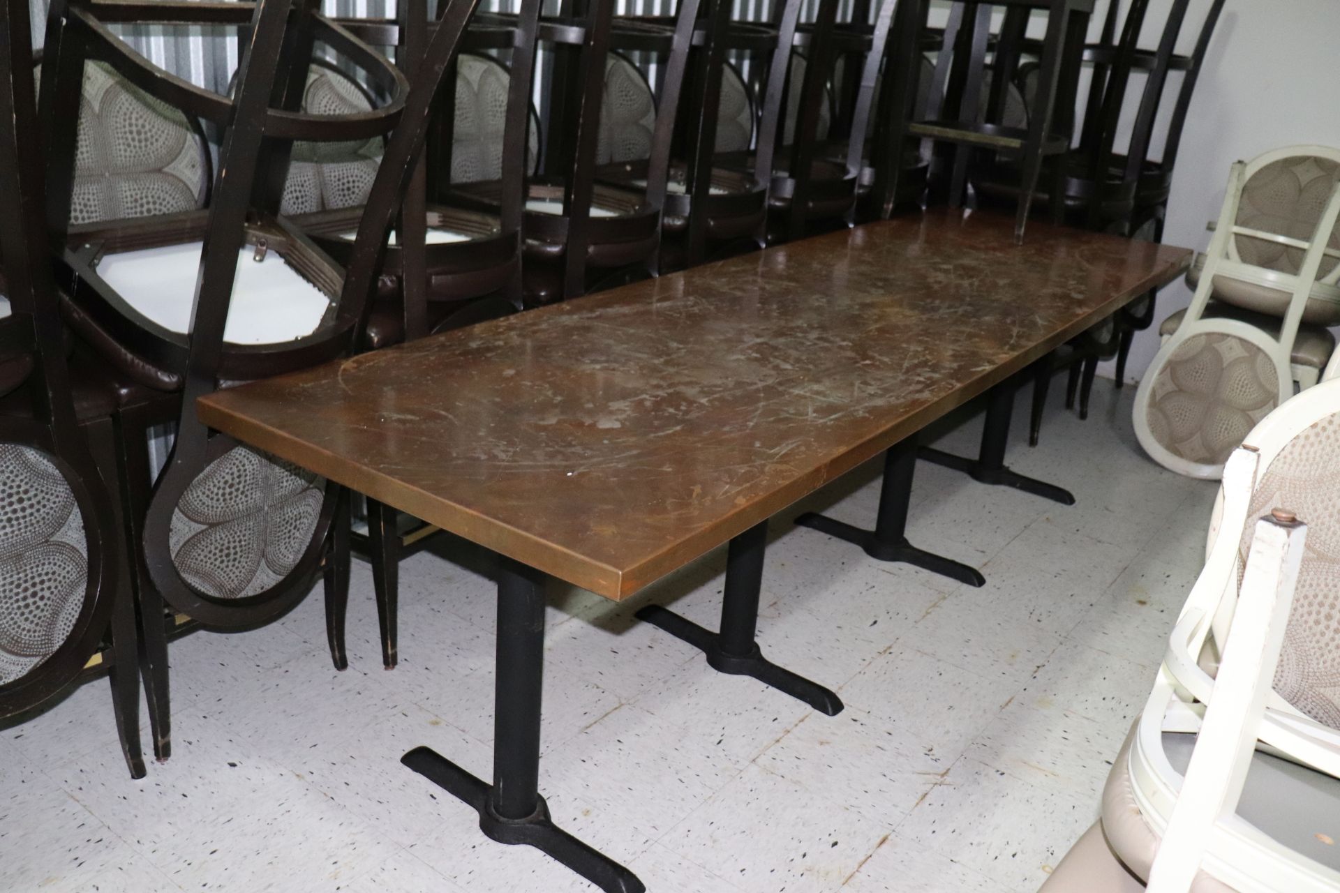 Copper plated table 108"x32" and 30" tall