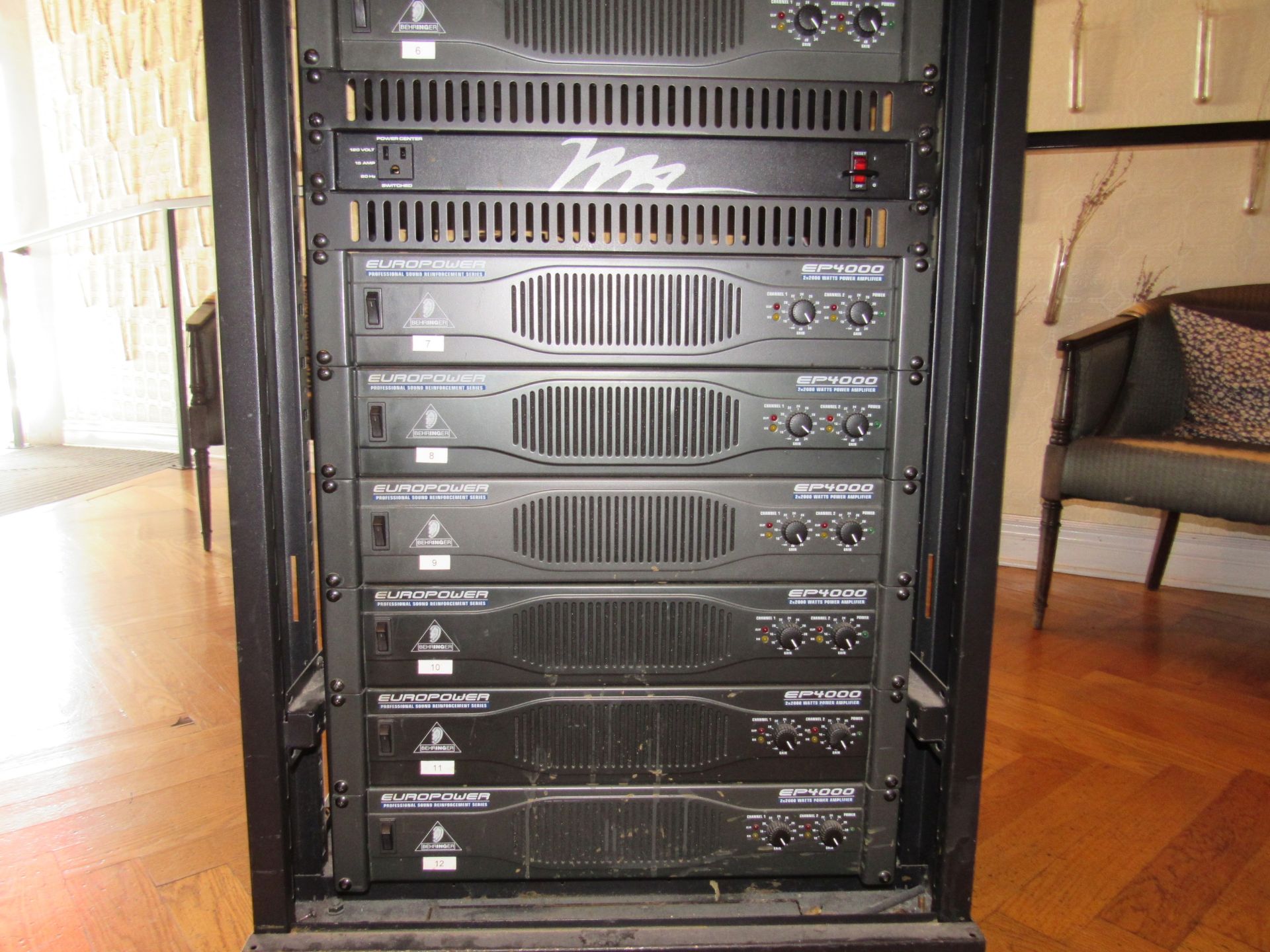 Audio rack and stereo equipment including two Europower EP2000 amps and ten Europower - Image 2 of 5