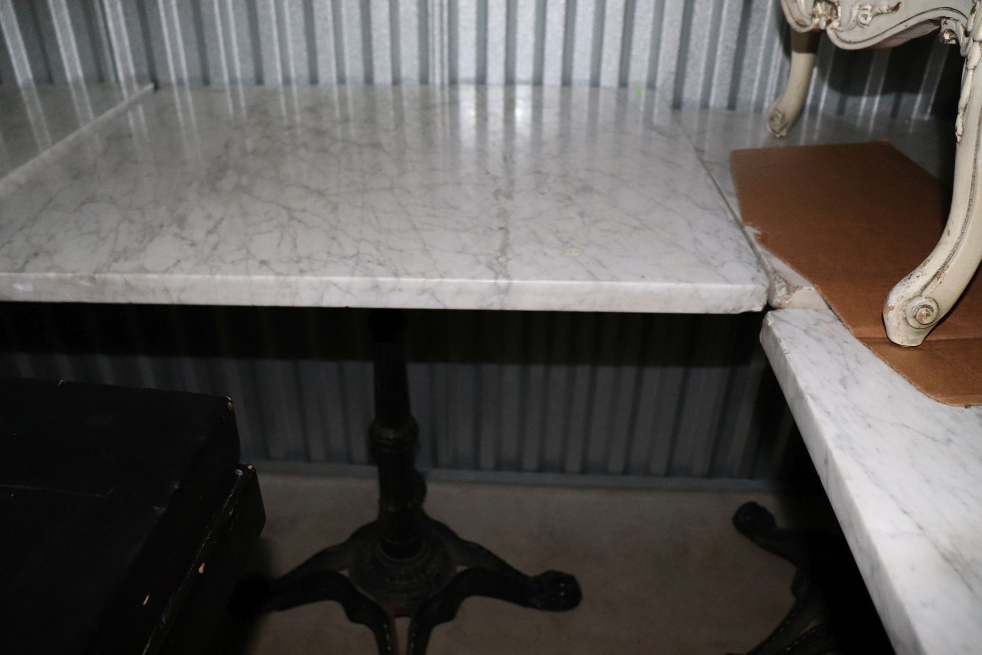 4 marble top tables 24"x30" and 30" tall - Image 2 of 3