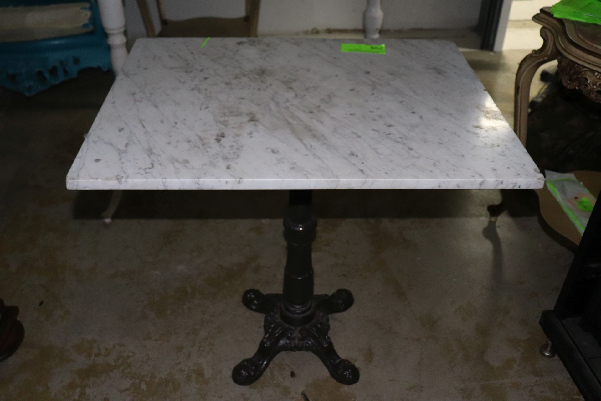 Marble top table with metal base 24"x30" and 20" tall