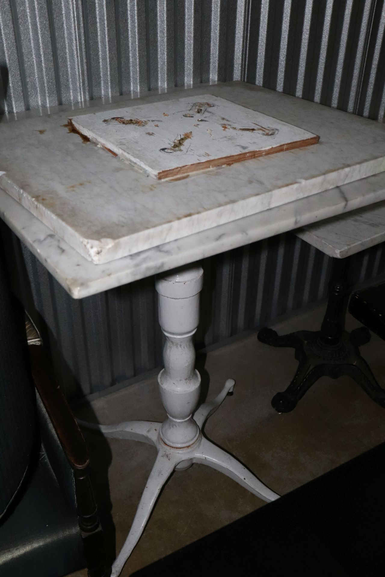 2 Marble high top tables, 32"x32" and 40" tall and 24"x30" and 40" tall