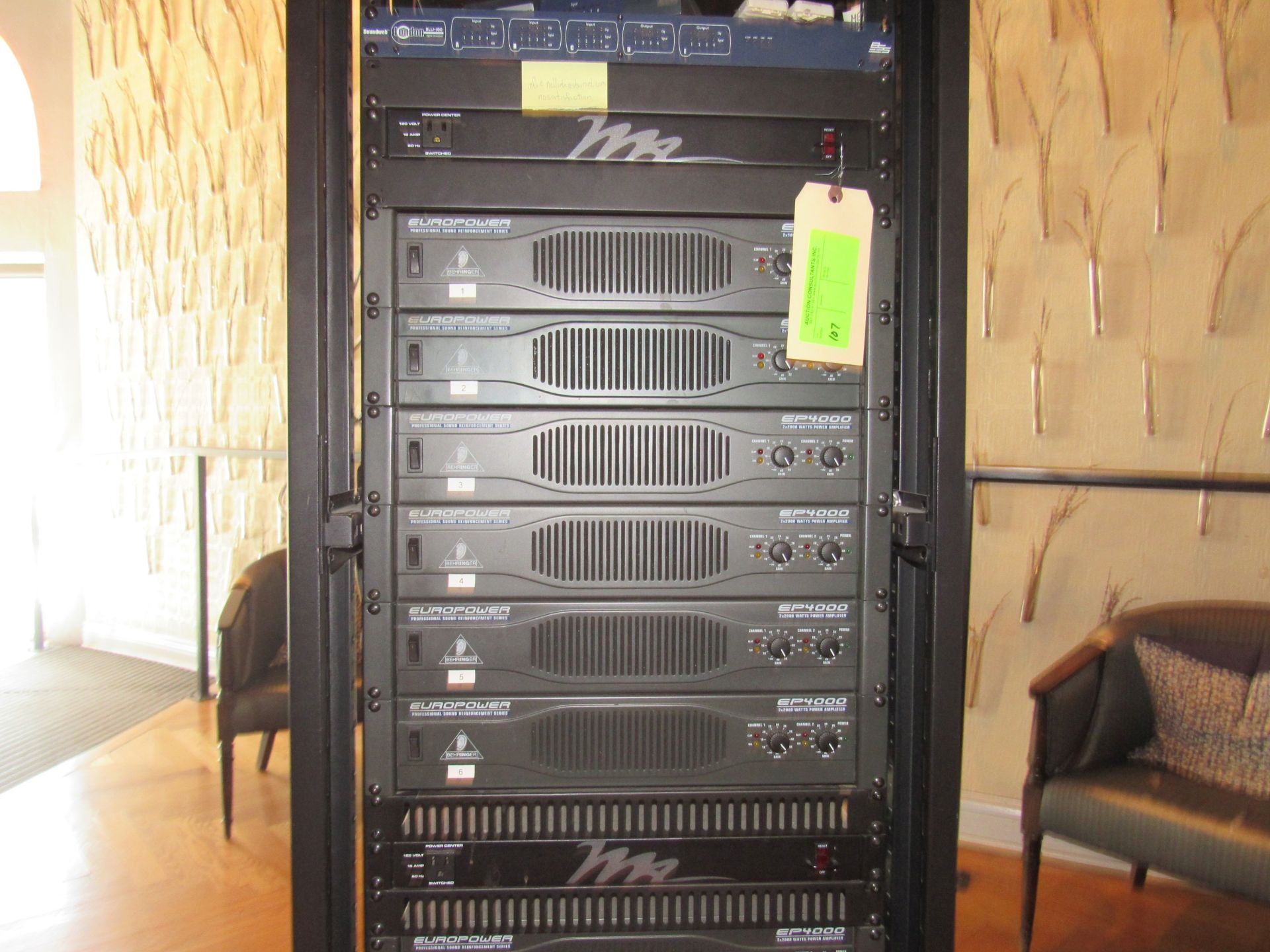 Audio rack and stereo equipment including two Europower EP2000 amps and ten Europower - Image 3 of 5