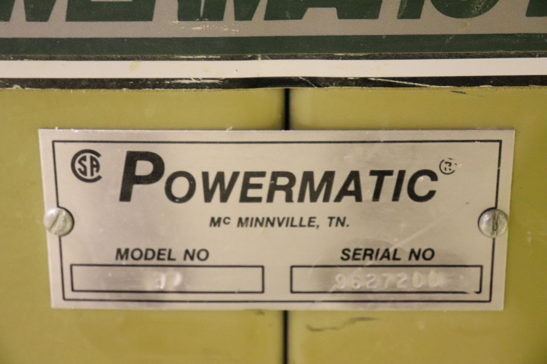 Powermatic model 27 shaper, 5 hp, serial 96277200 - Image 3 of 3