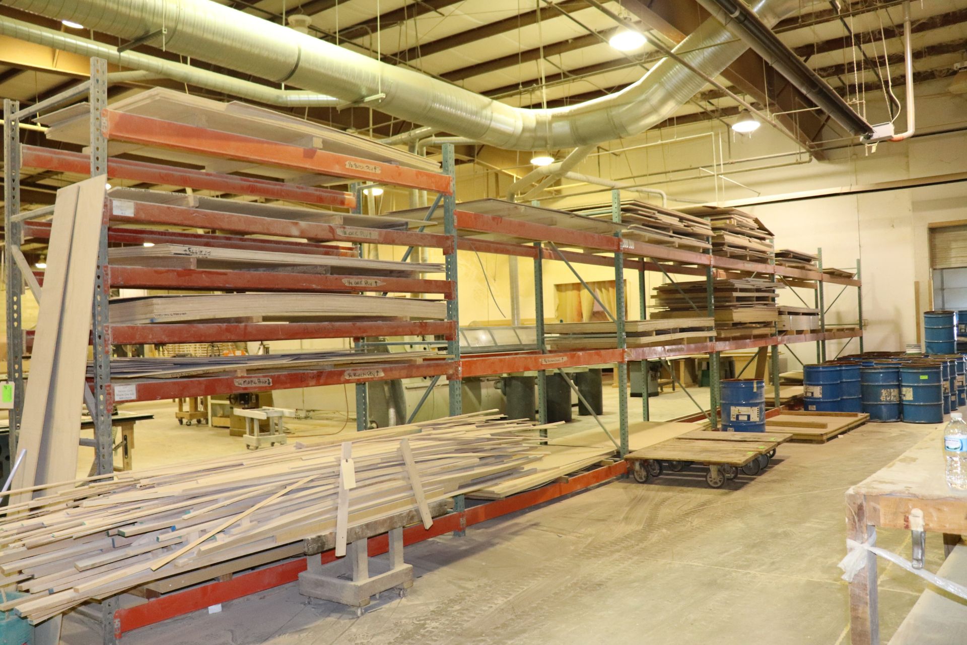 Six sections of teardrop style heavy duty pallet racking, 12'