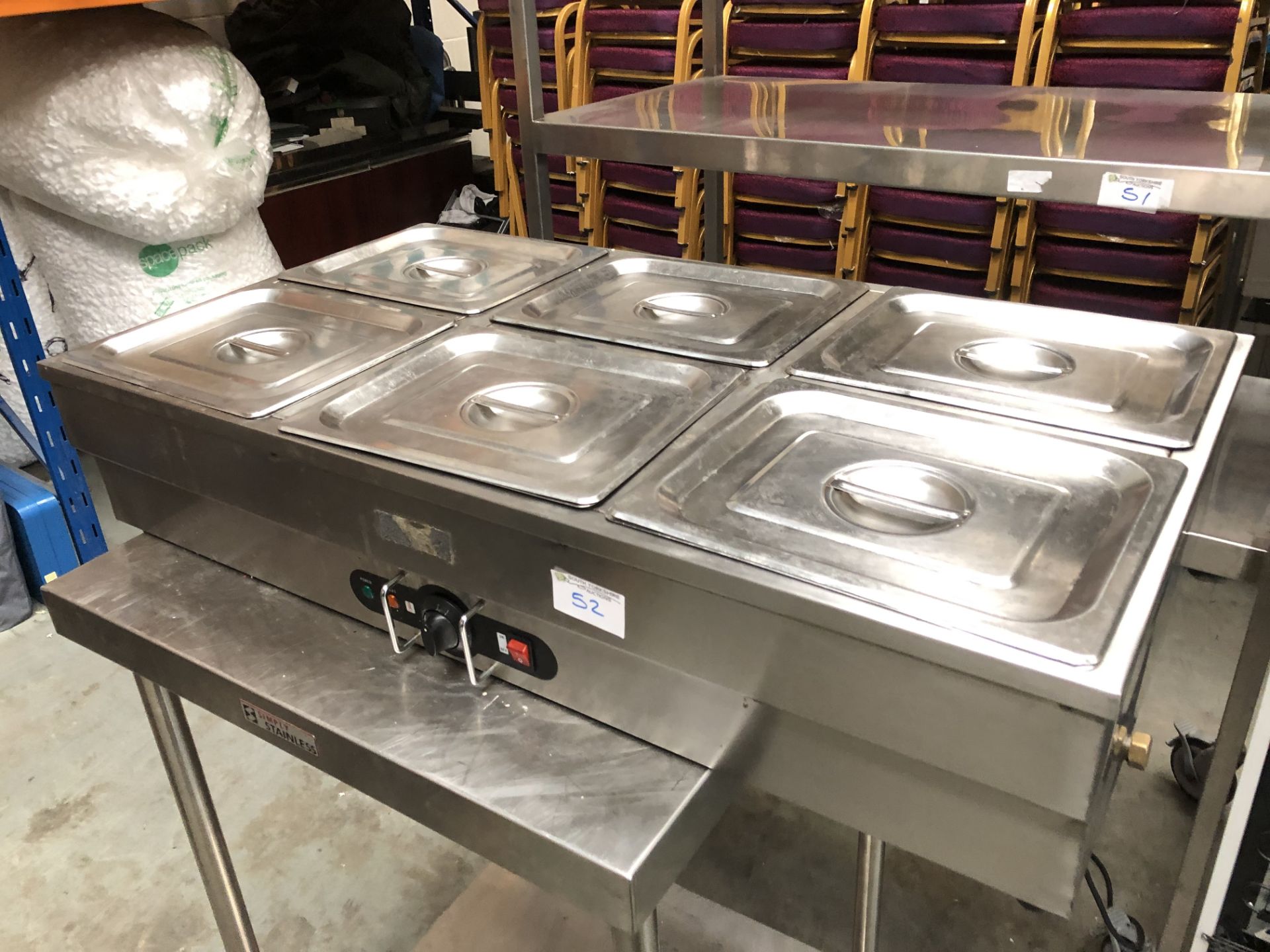 6 Pot Wet Well Bain Marie complete with 6 x 1/2 Size Pots and Lids