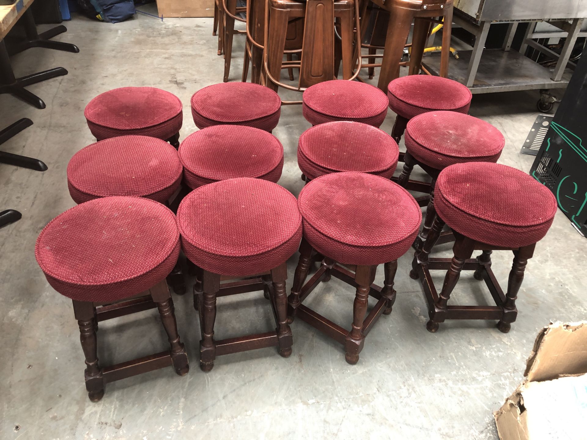 12 x Red Cushioned Bar Stools