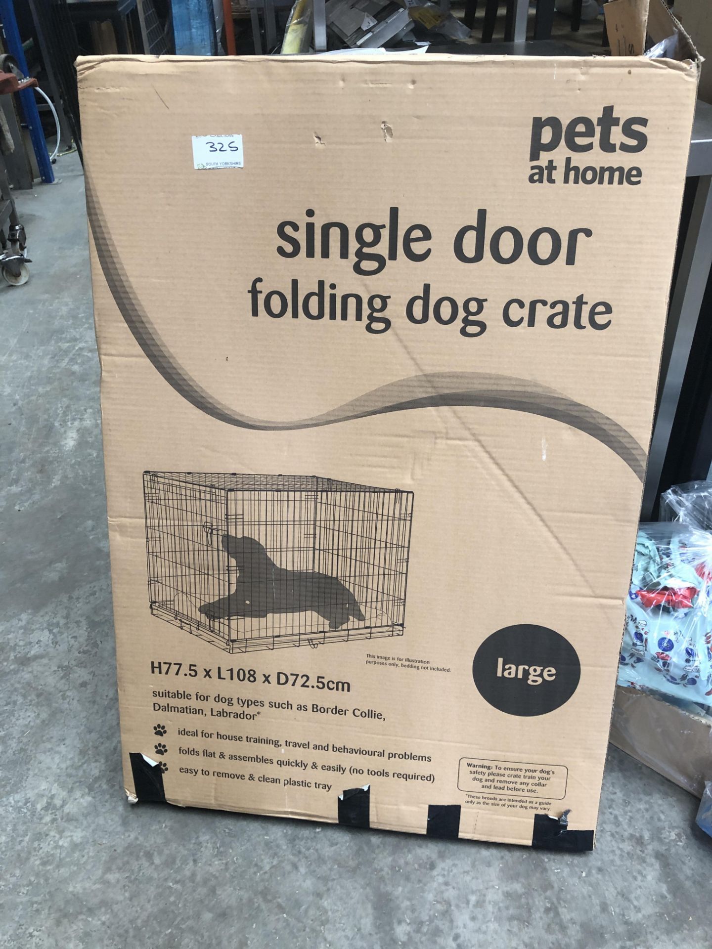 Single Door Folding Dog Crate in Box