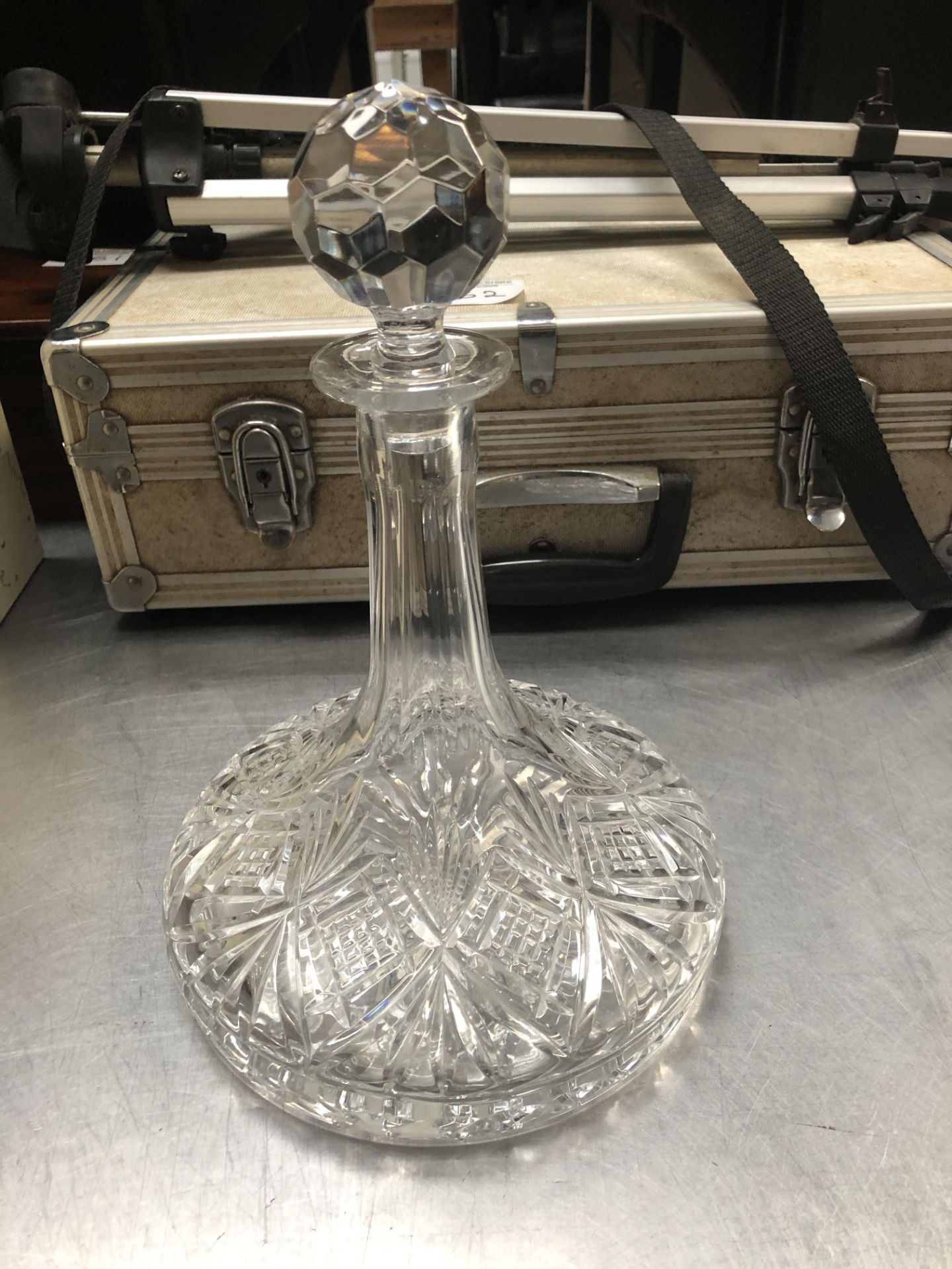 Cut Glass Ships Whiskey Decanter
