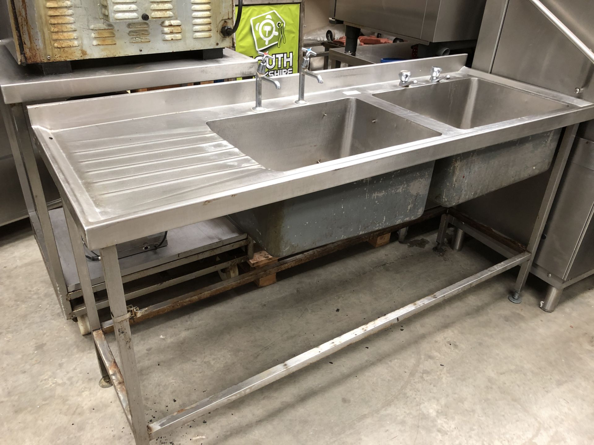 Double Bowl Left Hand Drainer Sink Unit