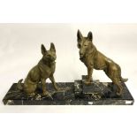 Art Deco German Shepherd Dogs - Alsatians - on Marble base