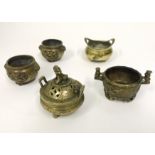 Five Small Chinese Bronze Censers