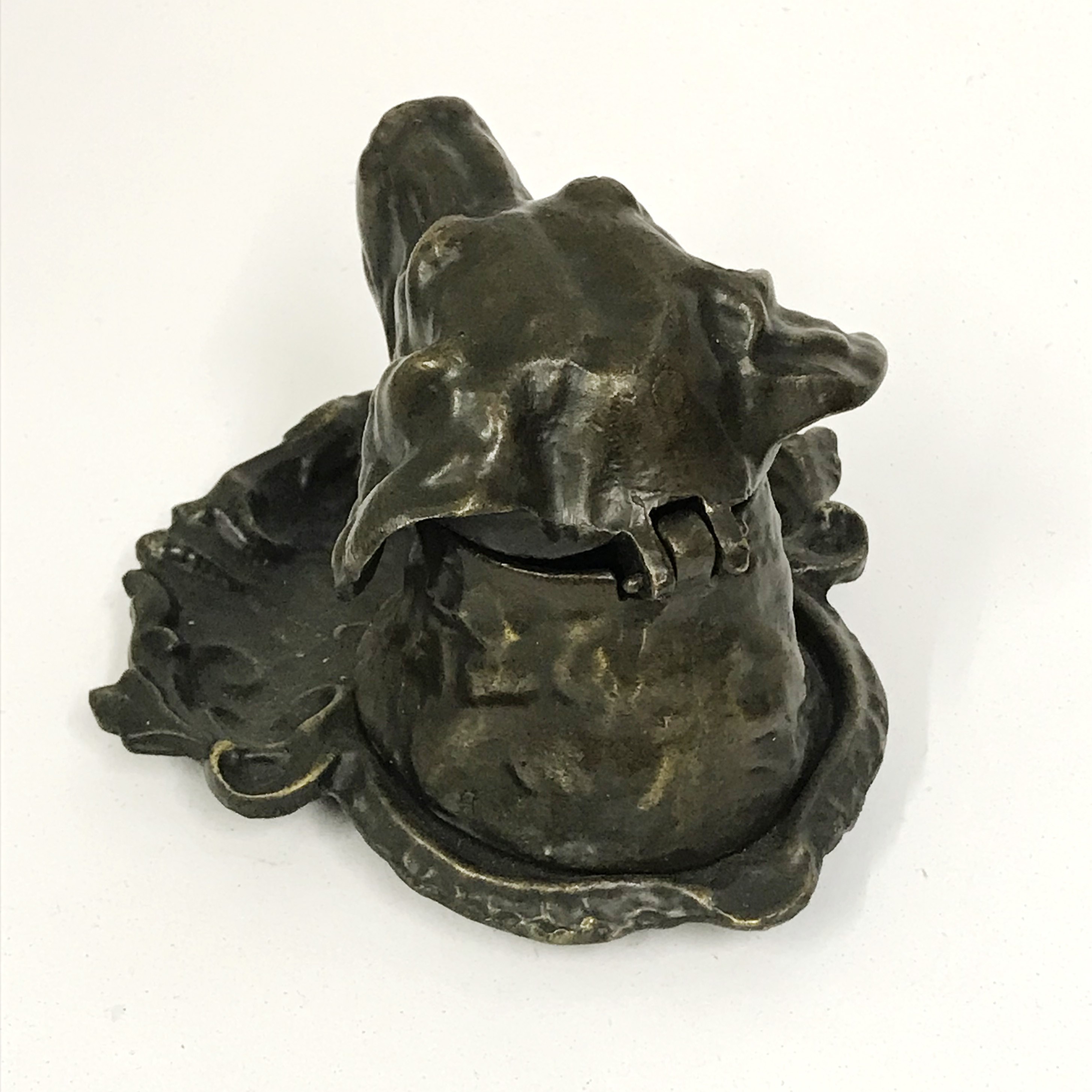 VINTAGE BRONZE DOG HEAD INKWELL - Image 2 of 6