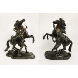 PAIR OF BRONZE MARLEY HORSES