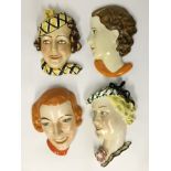 FOUR ART DECO WALL FACE MASKS