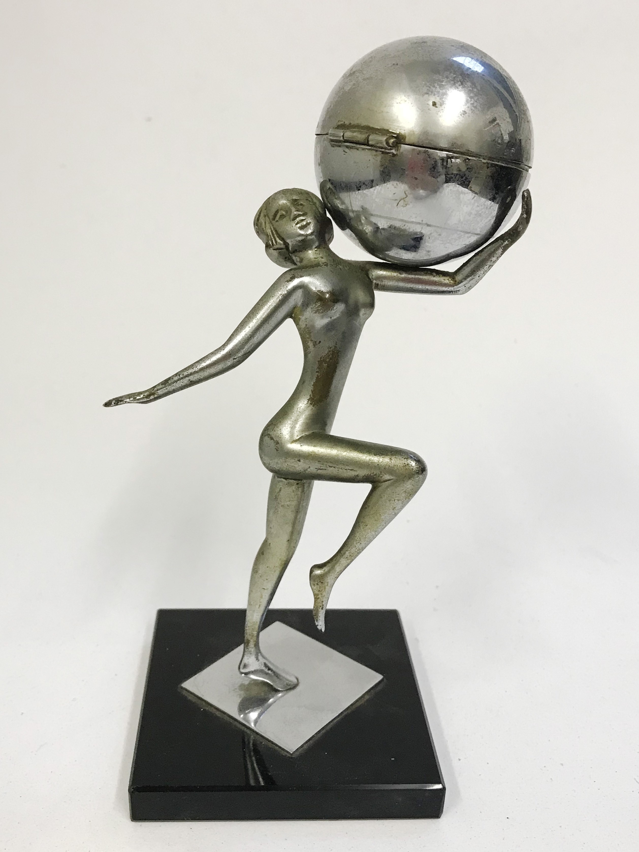 Art Deco Lady & Globe Table Lighter - Image 2 of 8