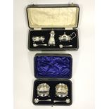 Two Silver Boxed Condiments sets