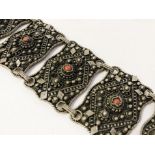 Antique Silver Filigree Bracelet - 6 panels