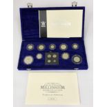 2000 ROYAL MINT MILLENNIUM 13 COIN SILVER PROOF COIN COLLECTION WITH MAUNDY SET
