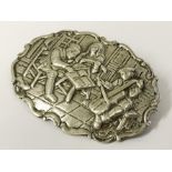 ANTIQUE HANDCRAFTED PUNCHED SILVER BROOCH