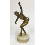 Art Deco Style Bronze Figurine of Nude Woman on marble base