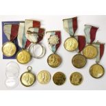 COLLECTION OF TEN MASONIC CHARITY MEDALS WITH HALLMARKED SILVER RIM