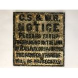 GS & WR Railway Cast Iron Antique Plaque