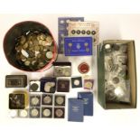 Collection of coins inc silver in a box