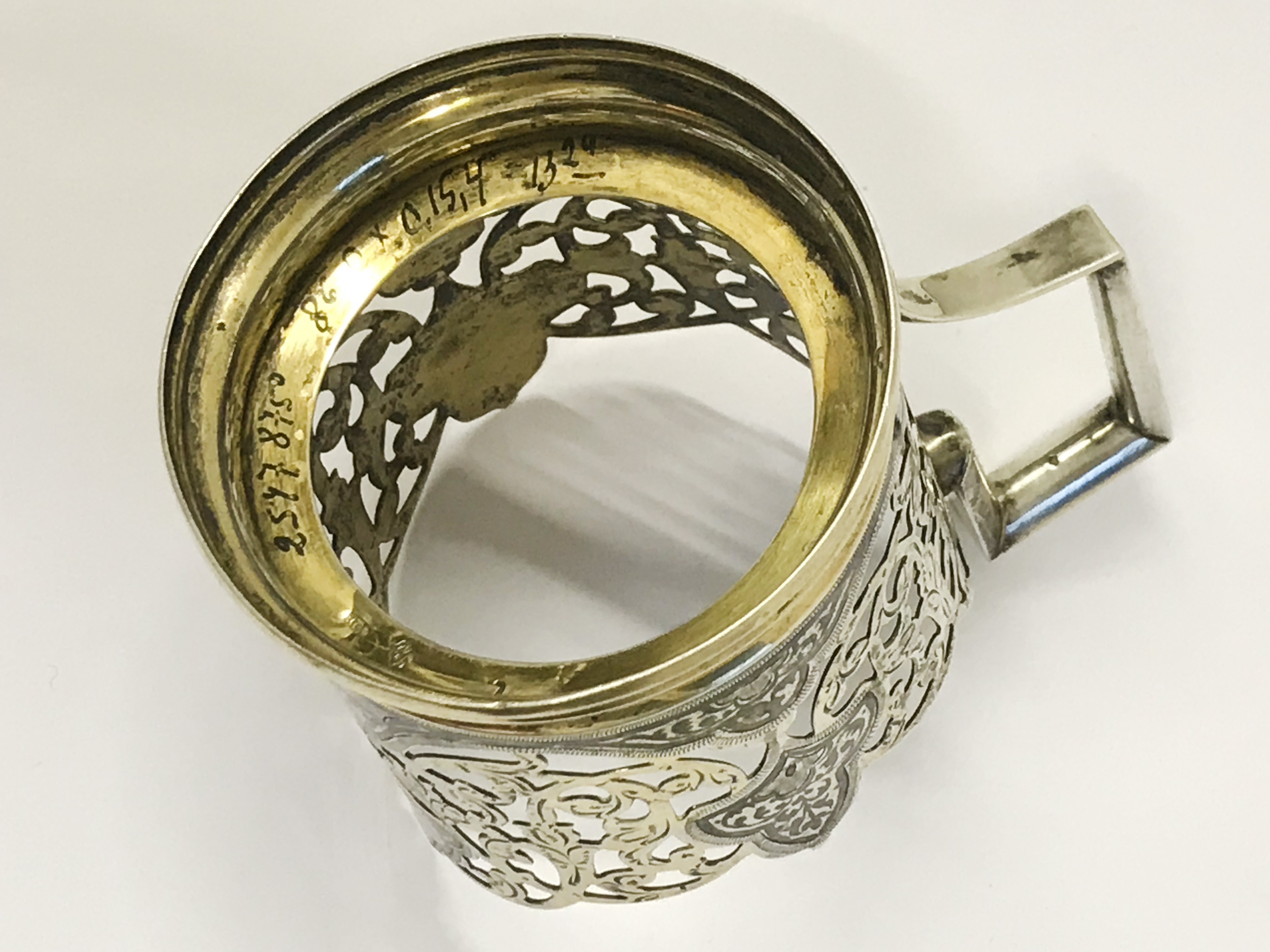 RUSSIAN VINTAGE HALLMARKED SILVER GLASS HOLDER - Image 4 of 7