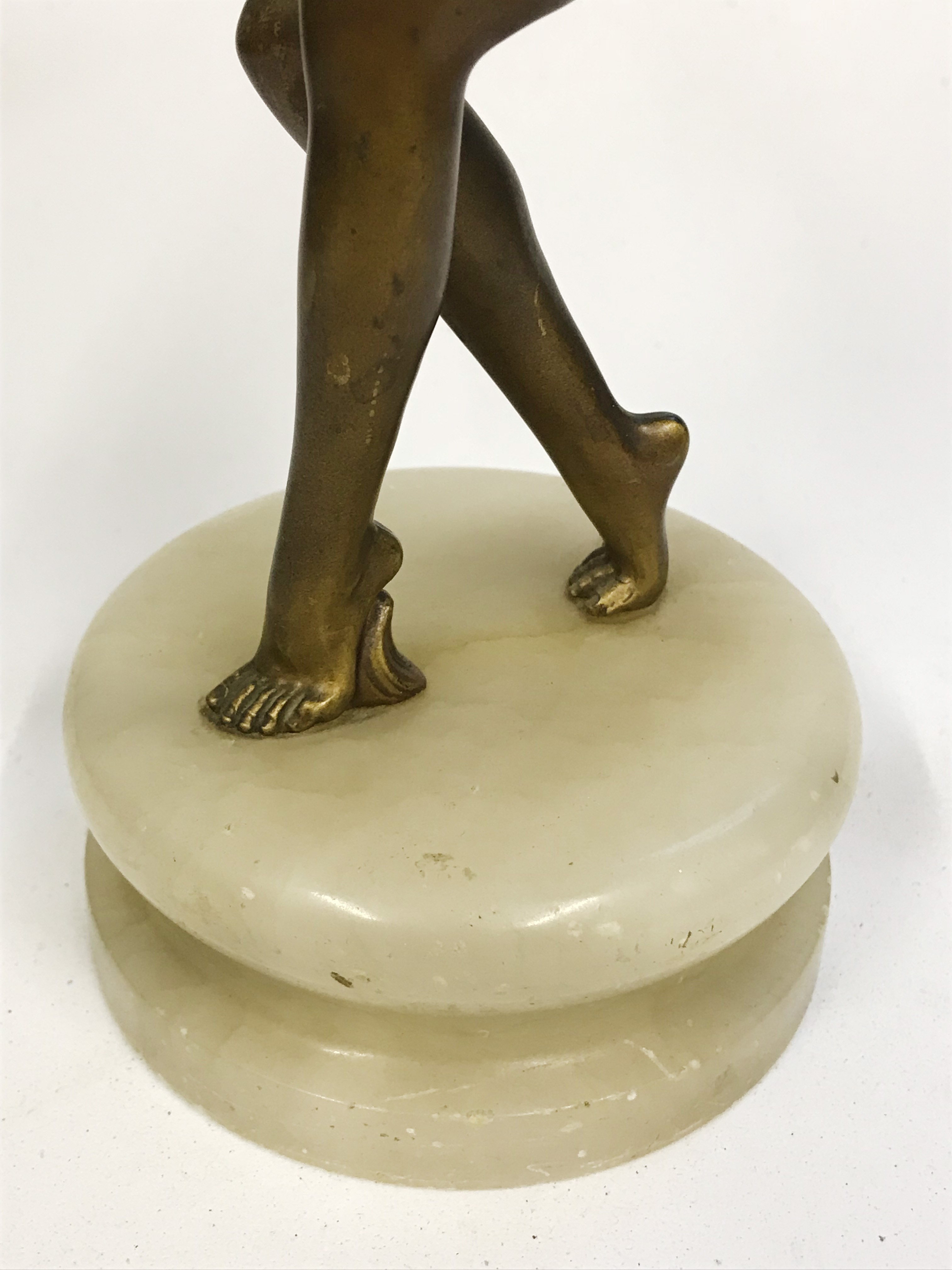 Art Deco Style Bronze Figurine of Nude Woman on marble base - Image 3 of 9
