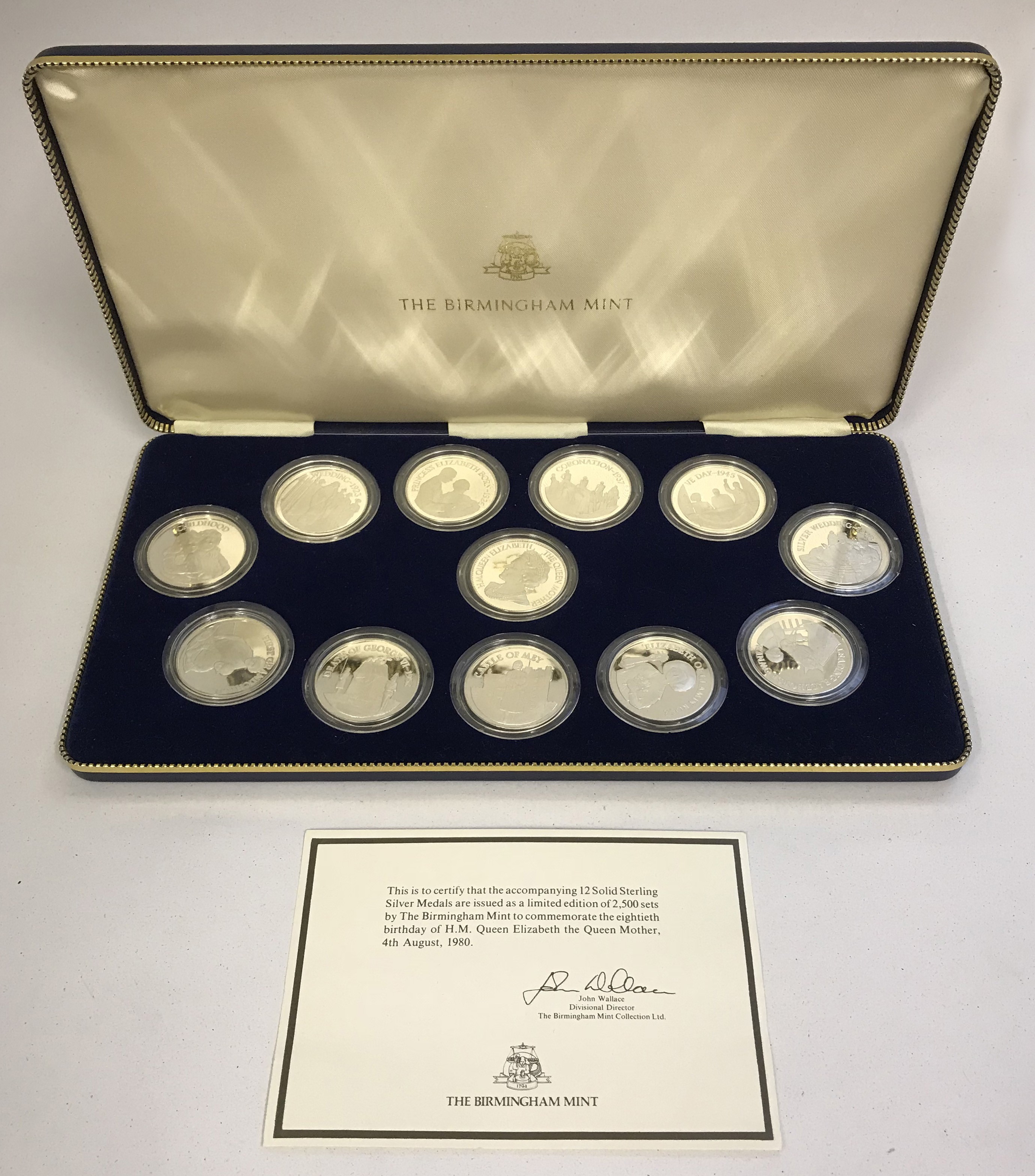 12 Silver Medals Set - H.M. Queen Elizabeth the Queen Mother