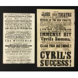 Two Playbills - New Globe Theatre Royal Strand 1868 & Theatre Royal Drury Lane 1837