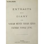 RARE 1890 Extracts from the diary of the Nawab Mehdi Hasan Khan Fathah Nawaz Jung with Signed Letter