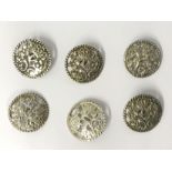 SIX HALLMARKED SILVER BUTTONS