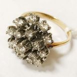 18CT GOLD & DIAMOND CLUSTER RING - 16 STONES - APPROX 1.25 -1.50 CARAT