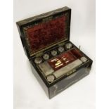 BEAUTIFUL ROSEWOOD VANITY BOX WITH CONTENTS & SECRET JEWELLERY DRAWER
