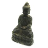 UNUSUAL METAL BUDDHA FIGURINE WITH GREAT DETAIL AND MARK ON THE BASE