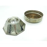 HALLMARKED SILVER OCTAGONAL DISH AND WINE COASTER