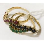 18CT GOLD 3 PIECE ''HARUM'' MULTI GEMSTONE RING