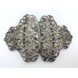 LARGE ANTIQUE NURSES HALLMARKED SILVER BUCKLE IN FLORAL PATTERN