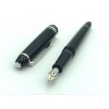 BLACK MONTBLANC FOUNTAIN PEN IN LEATHER CASE