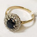 18CT GOLD DIAMOND & SAPPHIRE RING