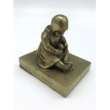 GIRL & DOLL BRONZE FRENCH HEAVY PAPERWEIGHT BY SUSSE FRERES EDITEURS - ANTONIN MOINE